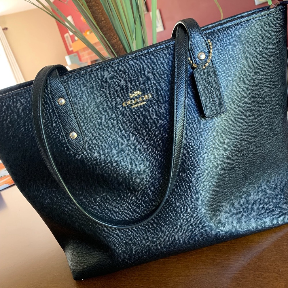 Black Leather Coach Tote